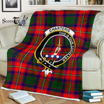 Plaid Blanket Charteris Clan Crest Badge Tartan Blanket Scottish Green Plaid Throw Blanket Tartan Plaid Fleece Blanket