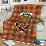 Plaid Blanket Chattan Clan Crest Badge Tartan Blanket Scottish Green Plaid Throw Blanket Tartan Plaid Fleece Blanket