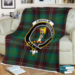 Plaid Blanket Chisholm Hunting Ancient Clan Crest Badge Tartan Blanket Scottish Green Plaid Throw Blanket - Scotstee Shop