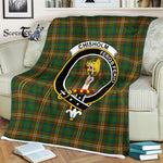 Plaid Blanket Chisholm Hunting Clan Crest Badge Tartan Blanket Scottish Green Plaid Throw Blanket Tartan Plaid Fleece Blanket