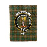 Plaid Blanket Chisholm Hunting Clan Crest Badge Tartan Blanket Scottish Green Plaid Throw Blanket Tartan Plaid Fleece Blanket