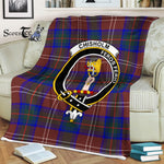 Plaid Blanket Chisholm Hunting Modern Clan Crest Badge Tartan Blanket Scottish Green Plaid Throw Blanket - Scotstee Shop