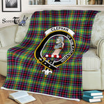 Plaid Blanket Clephane Clan Crest Badge Tartan Blanket Scottish Green Plaid Throw Blanket Tartan Plaid Fleece Blanket