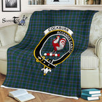 Plaid Blanket Cockburn Clan Crest Badge Tartan Blanket Scottish Green Plaid Throw Blanket Tartan Plaid Fleece Blanket