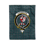Plaid Blanket Cockburn Clan Crest Badge Tartan Blanket Scottish Green Plaid Throw Blanket Tartan Plaid Fleece Blanket