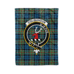 Plaid Blanket Colquhoun Ancient Clan Crest Badge Tartan Blanket Scottish Green Plaid Throw Blanket - Scotstee Shop