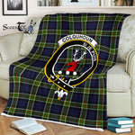 Plaid Blanket Colquhoun Clan Crest Badge Tartan Blanket Scottish Green Plaid Throw Blanket Tartan Plaid Fleece Blanket