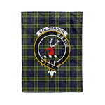 Plaid Blanket Colquhoun Clan Crest Badge Tartan Blanket Scottish Green Plaid Throw Blanket Tartan Plaid Fleece Blanket