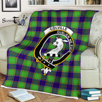 Plaid Blanket Colville Clan Crest Badge Tartan Blanket Scottish Green Plaid Throw Blanket Tartan Plaid Fleece Blanket