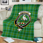 Plaid Blanket Cranstoun Ancient Clan Crest Badge Tartan Blanket Scottish Green Plaid Throw Blanket - Scotstee Shop