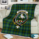 Plaid Blanket Cranstoun Modern Clan Crest Badge Tartan Blanket Scottish Green Plaid Throw Blanket Tartan Plaid Fleece Blanket