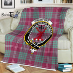 Plaid Blanket Crawford Ancient Clan Crest Badge Tartan Blanket Scottish Green Plaid Throw Blanket Tartan Plaid Fleece Blanket