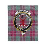 Plaid Blanket Crawford Ancient Clan Crest Badge Tartan Blanket Scottish Green Plaid Throw Blanket Tartan Plaid Fleece Blanket