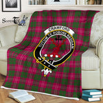 Plaid Blanket Crawford Clan Crest Badge Tartan Blanket Scottish Green Plaid Throw Blanket Tartan Plaid Fleece Blanket
