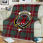 Plaid Blanket Crawford Modern Clan Crest Badge Tartan Blanket Scottish Green Plaid Throw Blanket Tartan Plaid Fleece Blanket