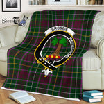 Plaid Blanket Crosbie Clan Crest Badge Tartan Blanket Scottish Green Plaid Throw Blanket Tartan Plaid Fleece Blanket