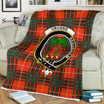 Plaid Blanket Crosby Clan Crest Badge Tartan Blanket Scottish Green Plaid Throw Blanket Tartan Plaid Fleece Blanket