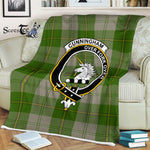 Plaid Blanket Cunningham Dress Green Dancers Clan Crest Badge Tartan Blanket Scottish Green Plaid Throw Blanket - Scotstee Shop