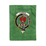 Plaid Blanket Currie Clan Crest Badge Tartan Blanket Scottish Green Plaid Throw Blanket Tartan Plaid Fleece Blanket