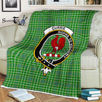 Plaid Blanket Currie Clan Crest Badge Tartan Blanket Scottish Green Plaid Throw Blanket Tartan Plaid Fleece Blanket