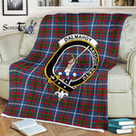 Plaid Blanket Dalmahoy Clan Crest Badge Tartan Blanket Scottish Green Plaid Throw Blanket Tartan Plaid Fleece Blanket