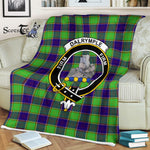 Plaid Blanket Dalrymple Clan Crest Badge Tartan Blanket Scottish Green Plaid Throw Blanket Tartan Plaid Fleece Blanket