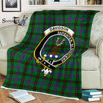 Plaid Blanket Davidson Clan Crest Badge Tartan Blanket Scottish Green Plaid Throw Blanket Tartan Plaid Fleece Blanket