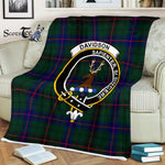 Plaid Blanket Davidson Modern Clan Crest Badge Tartan Blanket Scottish Green Plaid Throw Blanket Tartan Plaid Fleece Blanket