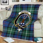 Plaid Blanket Davidson Of Tulloch Clan Crest Badge Tartan Blanket Scottish Green Plaid Throw Blanket - Scotstee Shop