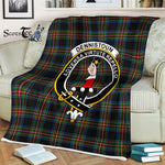 Plaid Blanket Denniston Clan Crest Badge Tartan Blanket Scottish Green Plaid Throw Blanket Tartan Plaid Fleece Blanket