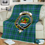 Plaid Blanket Douglas Ancient Clan Crest Badge Tartan Blanket Scottish Green Plaid Throw Blanket Tartan Plaid Fleece Blanket
