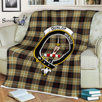 Plaid Blanket Dunlop Hunting Clan Crest Badge Tartan Blanket Scottish Green Plaid Throw Blanket Tartan Plaid Fleece Blanket