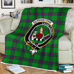 Plaid Blanket Elphinstone Hunting Clan Crest Badge Tartan Blanket Scottish Green Plaid Throw Blanket Tartan Plaid Fleece Blanket