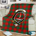 Plaid Blanket Erskine Clan Crest Badge Tartan Blanket Scottish Green Plaid Throw Blanket - Scotstee Shop