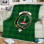 Plaid Blanket Erskine Hunting Clan Crest Badge Tartan Blanket Scottish Green Plaid Throw Blanket - Scotstee Shop