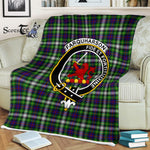 Plaid Blanket Farquharson Clan Crest Badge Tartan Blanket Scottish Green Plaid Throw Blanket Tartan Plaid Fleece Blanket
