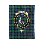 Plaid Blanket Fletcher Ancient Clan Crest Badge Tartan Blanket Scottish Green Plaid Throw Blanket Tartan Plaid Fleece Blanket
