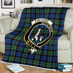 Plaid Blanket Fletcher Ancient Clan Crest Badge Tartan Blanket Scottish Green Plaid Throw Blanket Tartan Plaid Fleece Blanket