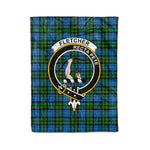 Plaid Blanket Fletcher Clan Crest Badge Tartan Blanket Scottish Green Plaid Throw Blanket Tartan Plaid Fleece Blanket