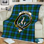 Plaid Blanket Fletcher Clan Crest Badge Tartan Blanket Scottish Green Plaid Throw Blanket Tartan Plaid Fleece Blanket