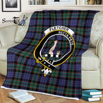 Plaid Blanket Fletcher Modern Clan Crest Badge Tartan Blanket Scottish Green Plaid Throw Blanket Tartan Plaid Fleece Blanket