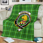 Plaid Blanket Forrester Hunting Clan Crest Badge Tartan Blanket Scottish Green Plaid Throw Blanket - Scotstee Shop
