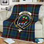 Plaid Blanket Fraser Hunting Ancient Clan Crest Badge Tartan Blanket Scottish Green Plaid Throw Blanket Tartan Plaid Fleece Blanket