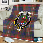 Plaid Blanket Fraser Hunting Modern Clan Crest Badge Tartan Blanket Scottish Green Plaid Throw Blanket - Scotstee Shop