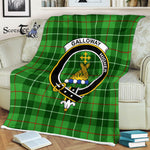 Plaid Blanket Galloway District Clan Crest Badge Tartan Blanket Scottish Green Plaid Throw Blanket - Scotstee Shop