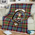 Plaid Blanket Glass Clan Crest Badge Tartan Blanket Scottish Green Plaid Throw Blanket Tartan Plaid Fleece Blanket