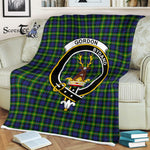 Plaid Blanket Gordon Clan Crest Badge Tartan Blanket Scottish Green Plaid Throw Blanket Tartan Plaid Fleece Blanket