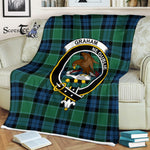 Plaid Blanket Graham Of Menteith Ancient Clan Crest Badge Tartan Blanket Scottish Green Plaid Throw Blanket - Scotstee Shop