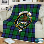 Plaid Blanket Graham Of Menteith Modern Clan Crest Badge Tartan Blanket Scottish Green Plaid Throw Blanket - Scotstee Shop