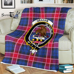 Plaid Blanket Graham Of Menteith Pink Clan Crest Badge Tartan Blanket Scottish Green Plaid Throw Blanket - Scotstee Shop